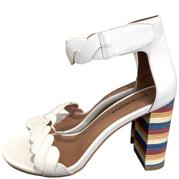 Jeffrey Campbell 3.5” Block Colorblock Heel Size 7.5 Red Blue Yellow Sandals - Picture 3 of 8